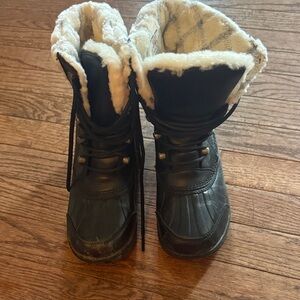 Sorel Black Boots with Cream Faux Fur